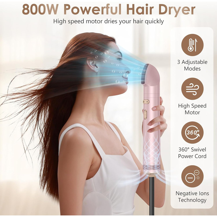 Набір для укладки волосся 3 в 1 Rotierend Air Styler (Рожевий) - Фен-щітка, обертова щітка, термощітка для сушіння, випрямлення та укладки