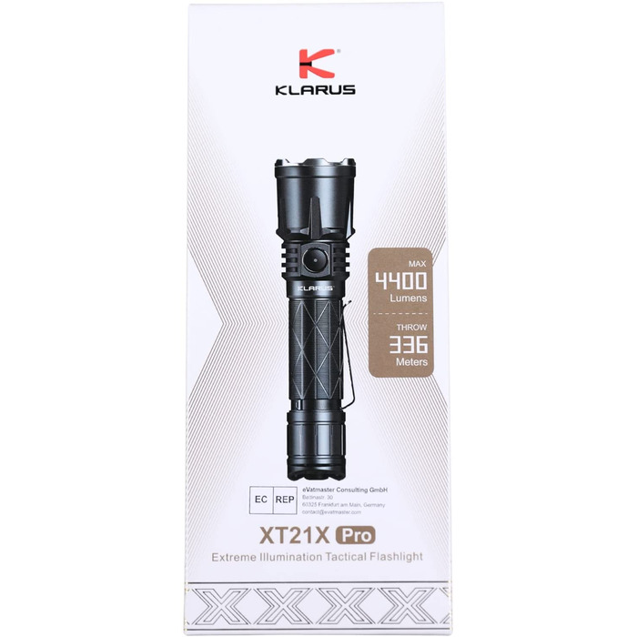 Ліхтар Klarus XT21X Pro 4400 Люмен, суперяскравий LED, 336 м, USB акумуляторний