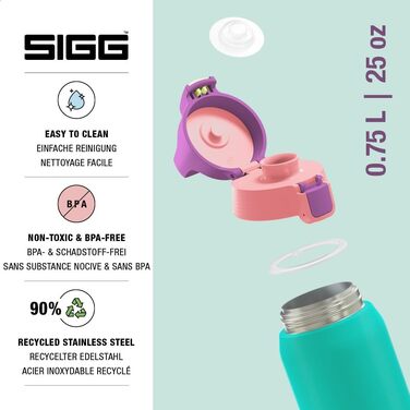 Спортивна пляшка для води Sigg Shield ONE з нержавіючої сталі для газованих напоїв, герметична, BPA-free, 0.75 л (Reef, Multicolor)