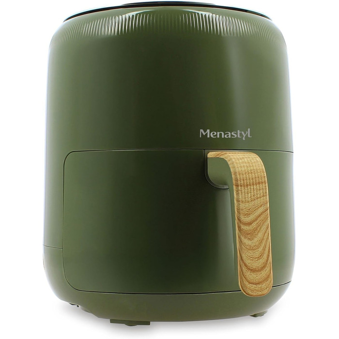 Аерофритюрниця MENASTYL Colorama без олії, 4.5 л, 8 програм, до 200°C, таймер 1 год, без PFAS, колір олива, 6025006