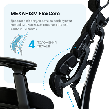 Крісло комп’ютерне офісне ергономічне OfficePro FlexCore OC120G