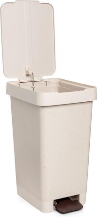 Смітник для кухні TATAY Smart ECOHOME, 25 л, з педаллю, поліпропілен, BPA Free, під мішки 30 л, 100% перероблені матеріали, бежевий