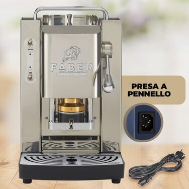 Кавомашина Faber Deluxe 3.0 для ESE 44мм, нержавіюча сталь, 1л, з електроклапаном та регульованим пресом