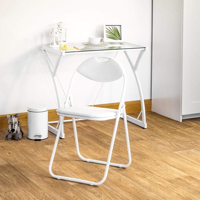 Складані офісні стільці Harbour Housewares з м'якою оббивкою, білі (набір 2 шт.)