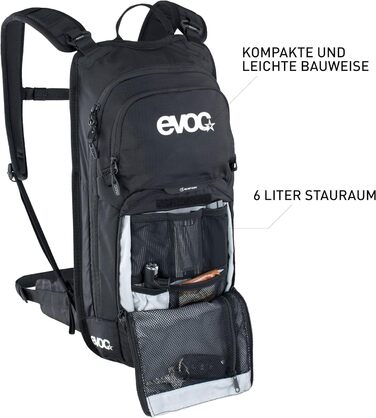 Рюкзак EVOC STAGE 6 чорний, з регульованими лямками BRACE LINK, системою вентиляції AIR FLOW CONTACT, відділенням для інструментів, без гідратора, універсальний розмір