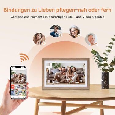 Ролеї Smart Frame WiFi 1010: Цифровий фоторушій з Wi-Fi, 10.1 дюйма, IPS сенсорний екран, 32GB, дерево (дуб)