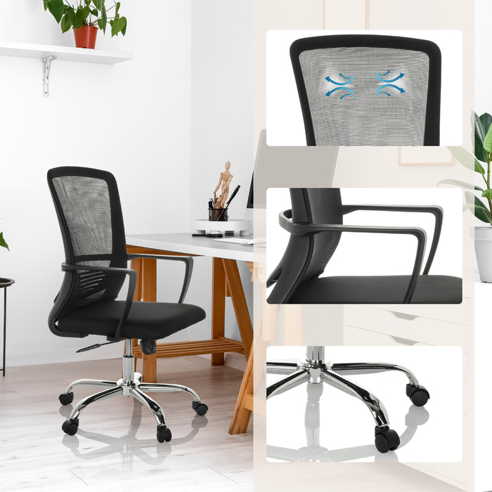Офісне крісло / Поворотне крісло STAR-TEC S Net / Тканина Чорний HJH OFFICE