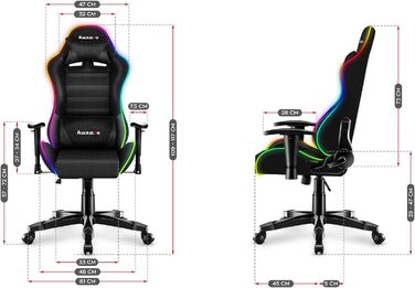 Ігрове крісло Huzaro Ranger 6.0 RGB Mesh з LED-підсвіткою для дітей, тканинне, до 130 кг, ергономічне, регульована висота, підголівник і поперекова підтримка, чорне