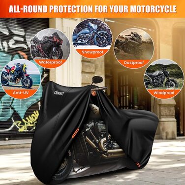 Моточохол водонепроникний 420D преміум для Harley Davidson Touring, захист від УФ, дощу та пилу, Deluxe, з бічними кофрами 274x111x142 см, чорний