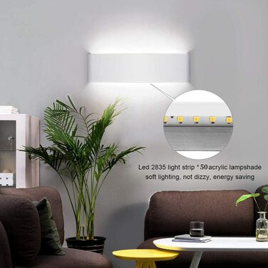 Світильник настінний Lightess 2 шт. чорний, сучасний LED, нейтрально-біле світло, 16Вт, IP44, алюміній, для вітальні, спальні, коридору, сходів