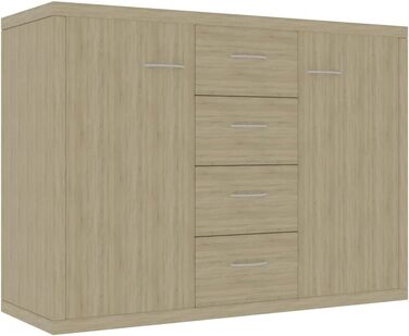 Комод vidaXL з 4 шухлядами та 2 дверцятами, дуб Сонома, 88x30x65 см, багатофункціональна шафа для вітальні, ДСП