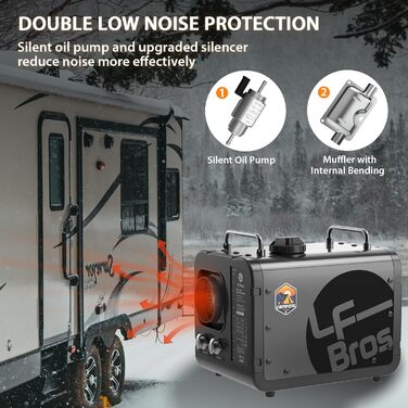 Дизельний опалювач LF Bros 5 кВт -12V/24V/220-240V з дистанційним керуванням та LCD-дисплеєм для гаража, майстерні, кемпінгу, автодому (білий)