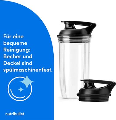 Nutribullet Ultra NB1206MB: Електричний блендер для смузі з глечиками Tritan, 900мл + 700мл, 2 кришки To-Go, 1200 Вт, сірий