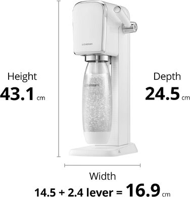 Сифон для газування води SodaStream ART з пляшкою 1л та циліндром CO2, білий