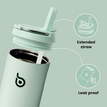 Пляшка для води з нержавіючої сталі BOTTLE BOTTLE 710 мл з трубочкою, спортивна, для фітнесу, світло-зелена