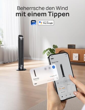 Вентилятор підлоговий Dreo Smart з осциляцією 90°, Wi-Fi, пульт, таймер 12 год, сріблястий