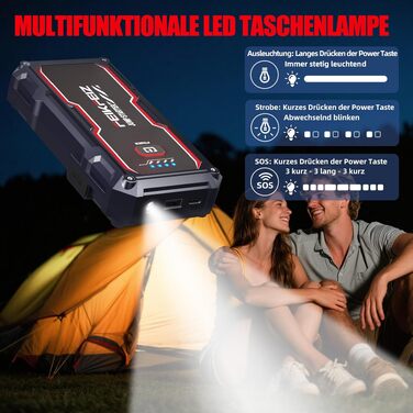 Автомобільний зарядний пристрій FEIKFEIZ Auto Starthilfe Powerbank, пусковий пристрій 6000A 26800mAh для 12V акумуляторів (бензин та дизель до 8.0L), з USB-портом та LED-ліхтарем