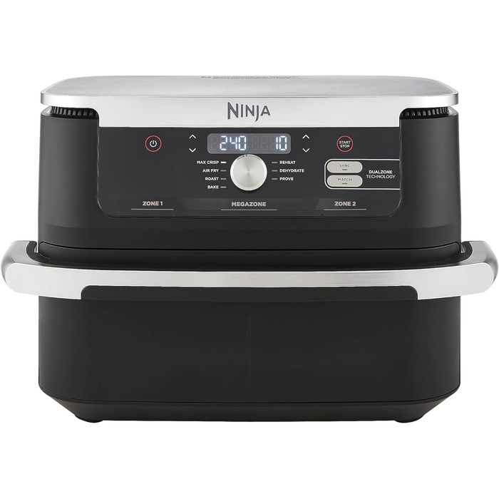 Аерофритюрниця Ninja Foodi FlexDrawer Dual Zone 10,4 л, 7-в-1, з антипригарним покриттям, знімним роздільником, чорна, AF500EU