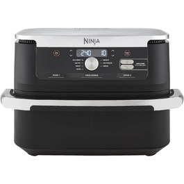 Аерофритюрниця Ninja Foodi FlexDrawer Dual Zone 10,4 л, 7-в-1, з антипригарним покриттям, знімним роздільником, чорна, AF500EU