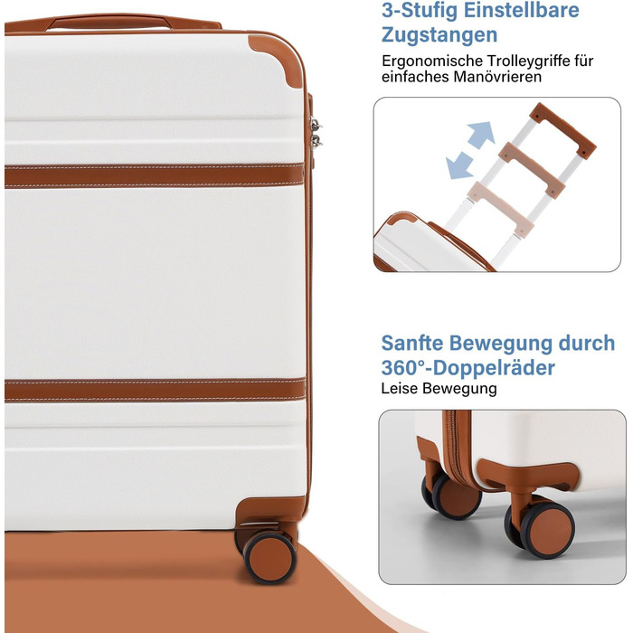 Жорсткий валізу COOLIFE 55x40x20 см для ручної поклажі EasyJet, легкий чемодан з TSA-замком і 4 подвійними колесами, чорний/коричневий