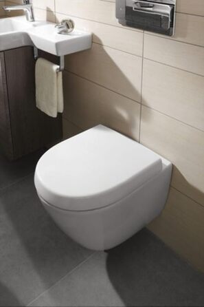Сидіння для унітазу Villeroy & Boch Subway 2.0 Compact D-Form, білий альпійський глянцевий, з мікроліфтом, Duroplast, 9M68S101
