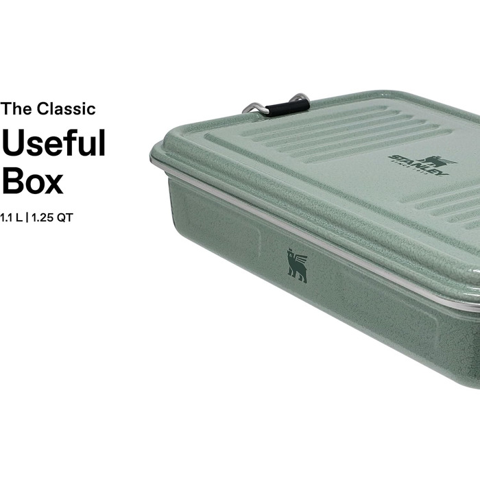 Ланчбокс зі сталі Stanley Classic 1.2L Hammertone Green — герметичний контейнер для їжі з нержавіючої сталі, BPA-free