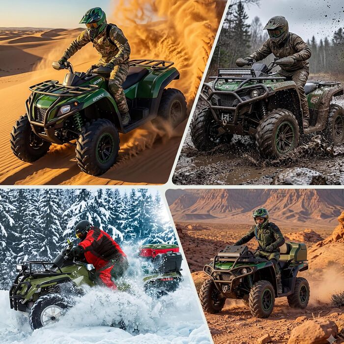 Водонепроникний захисний чохол для квадроцикла NEVERLAND Quad ATV XXXL (256 x 110 x 120 см), чорно-сріблястий/зелений