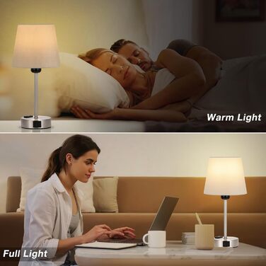 Настільна лампа Kakanuo з торшером, 2 шт. з USB зарядкою, LED, для спальні, вітальні, дитячої кімнати, офісу (сірий)