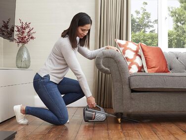 Акумуляторний ручний пилосос BLACK+DECKER Dustbuster Smart Tech 36 Вт/18 В, циклонний, 2 режими, з висувною щілинною насадкою, титан/срібло/чорний, з зарядним кабелем