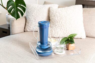 Фільтр для води LifeStraw Home: скляна кана з силіконовим дном, 1.6 л, Stormy Blue
