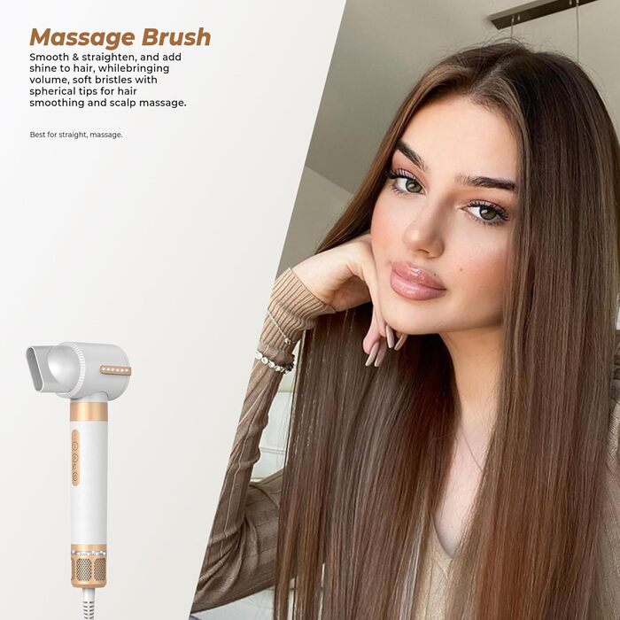 UKLISS Airstyler – багатофункціональний стайлер для волосся 7 в 1, фен-щітка з дифузором, автоматичний плойка, 110000 об/хв, для всіх типів волосся, білий