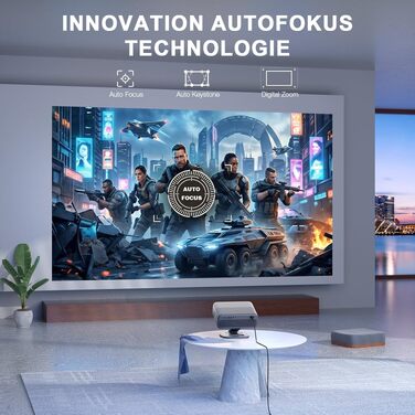 Проектор Smart Beamer VISSPL 4K WiFi Bluetooth 1080P Full HD Dolby Audio з автофокусом та трапецеїдальною корекцією (сірий)