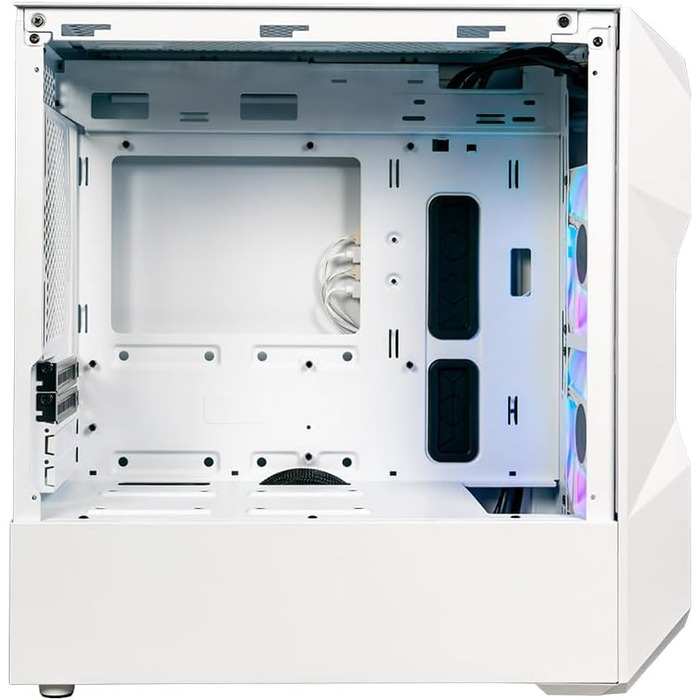 Корпус Cooler Master TD300 Mesh White Mini-Tower для Micro-ATX/Mini-ITX, білий, із сітчастою передньою панеллю для покращеного повітряного потоку, 2 ARGB-вентилятори 120 мм, бічна панель із загартованого скла, знімна верхня кришка, ARGB/PWM-хаб