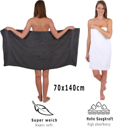 Набір рушників Betz Palermo 6 шт: 2 душових 70x140 см, 4 для рук 50x100 см, для сауни, лежак, антрацит-білий