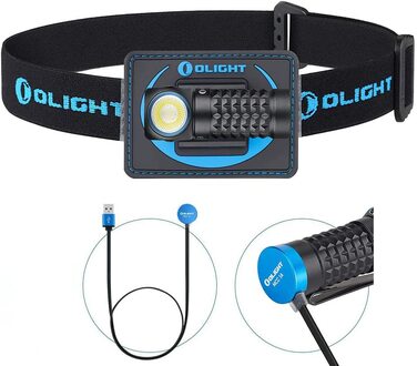 Налобний ліхтар OLIGHT Perun Mini Kit, 1000 лм, LED, USB зарядка, 100 м, 5 режимів, 60° регулювання, для риболовлі, бігу, кемпінгу, чорний