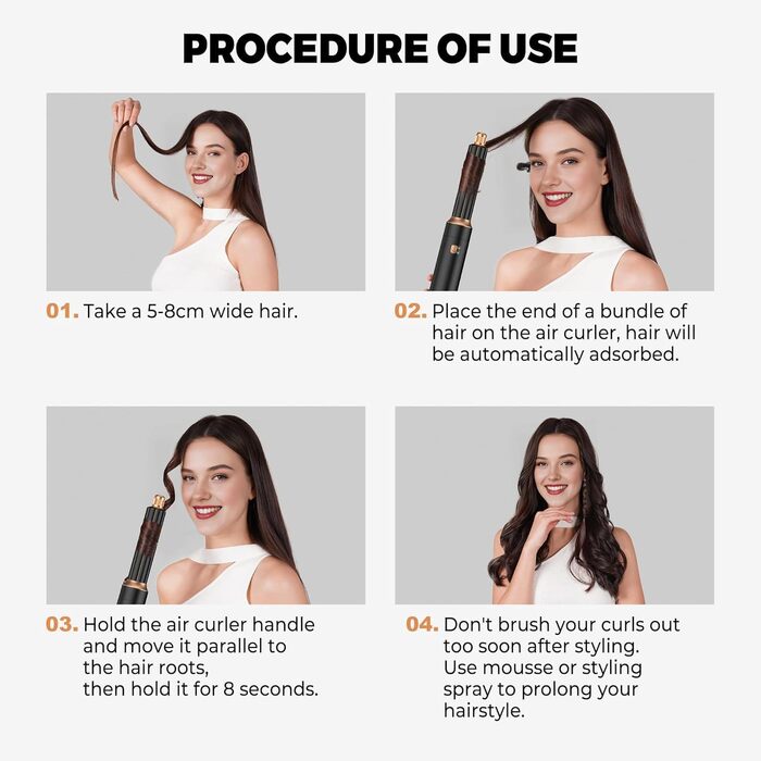 Набір для укладки волосся Hairstyler 5-в-1 з автозавиткою та феном, чорний