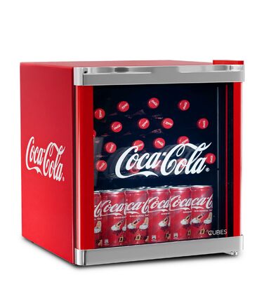 Міні-холодильник для напоїв °CUBES Original Red (48л) зі скляноюю дверцятою, енергоефективний та безшумний, для офісу, геймінгу та вечірок