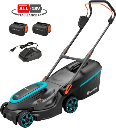 Акумуляторний газонокосарка Gardena PowerMax 37/36V P4A Ready-to-Use Set (14638-20) 37см, 350м², 45л, 2023