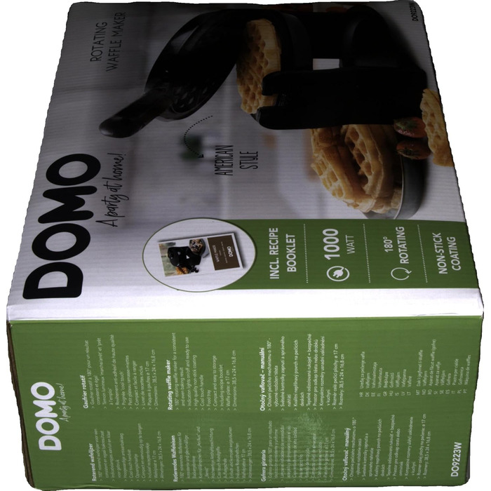 Вафельниця DOMO DO9223W з антипригарним покриттям, контрольна лампа, чорна