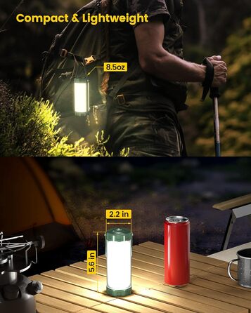 Похідна LED лампа Glocusent 106LED, 1200 Люмен, 5 режимів яскравості, 3 режими + SOS, акумуляторна, до 80 годин роботи, водонепроникна IP68, аварійна лампа для кемпінгу, відключення світла, бурі, туризму