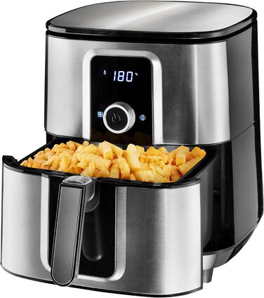 Tectake XXL аерофритюрниця 10,2 л, без олії, 8 програм, сенсорний дисплей, срібляста, рецепт у комплекті