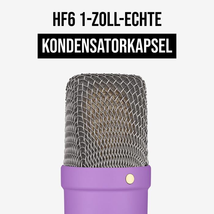 RØDE NT1 Signature Series – студійний конденсаторний мікрофон з великою діафрагмою, шоковим кріпленням, поп-фільтром та XLR-кабелем для музики, вокалу, стрімінгу та подкастингу, фіолетовий