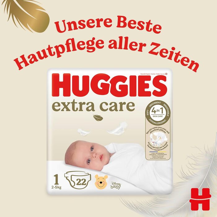 Підгузки Huggies Newborn для новонароджених, розмір 1 (2-5 кг), з індикатором намокання, велика упаковка (84 шт.)