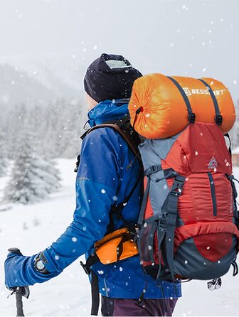 Спальний мішок Bessport -10°C до +15°C, зимовий, водонепроникний, мумія, для кемпінгу, подорожей, 4 сезони, помаранчевий