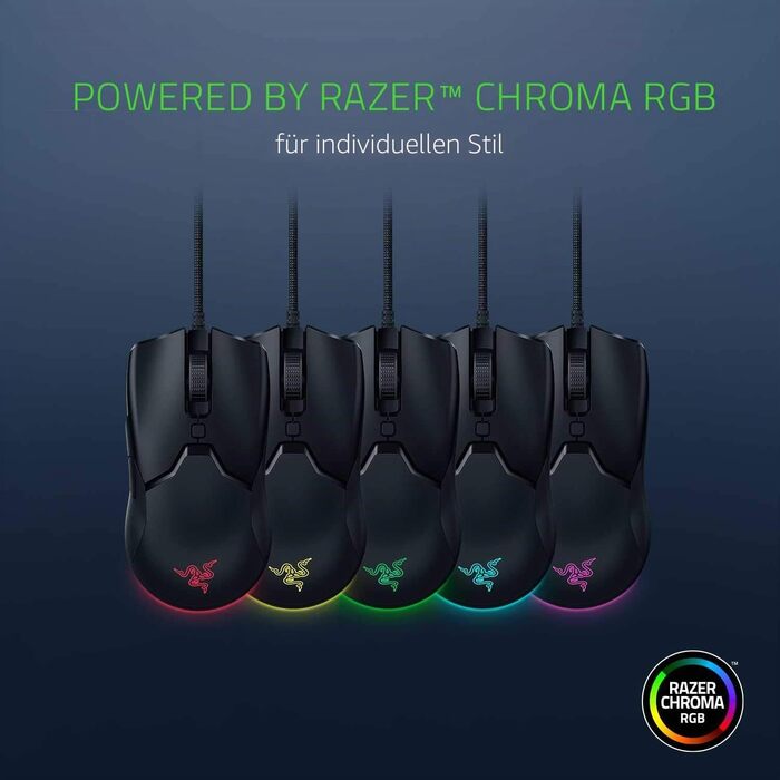 Ігрова миша Razer Viper Mini — ультралегка дротова миша (61г), оптичний сенсор 8500 DPI, RGB-підсвітка Chroma, чорна