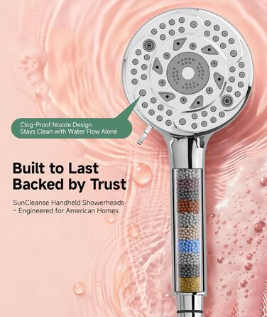 Фільтр для душу SunCleanse з ручним душем, 9 режимів, чорний (хром)