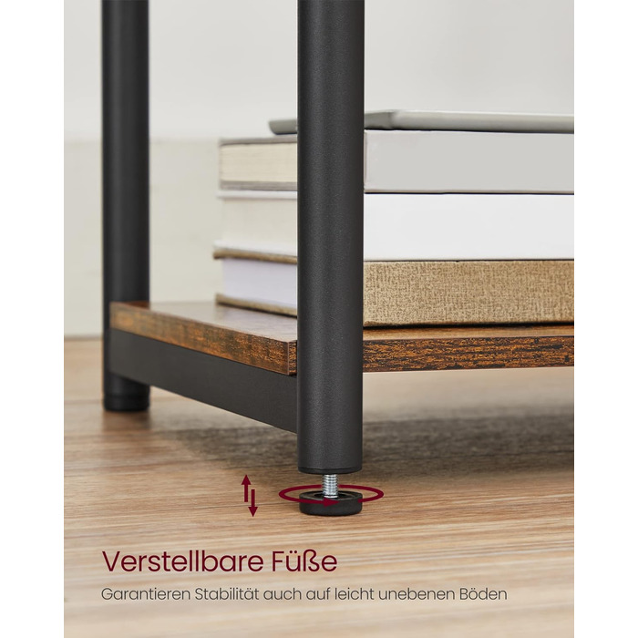 VASAGLE приліжковий столик з розетками та USB, вузький, 30x34x58 см, горіхово-коричневий/чорний, для вітальні і спальні