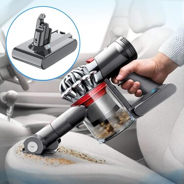 Акумулятор для пилососа Dyson V6 (DC58, DC59, DC61, DC62, DC72, DC74 Animal) + 2 фільтри, Сірий 6.0