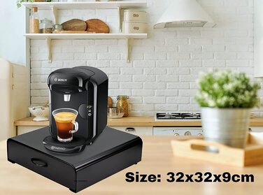 Шухляда для капсул Exzact, сумісна з Tassimo, на 64 кавові капсули – органайзер/тримач для кавових капсул та підставка під кавоварку 2-в-1