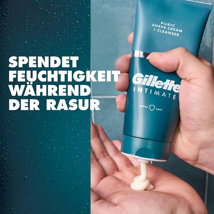 Gillette Intimate набір для гоління чоловіків: бритва, 8 лез, 2-в-1 крем для гоління і душу 177 мл, тримач, дорожній футляр, подарунковий комплект